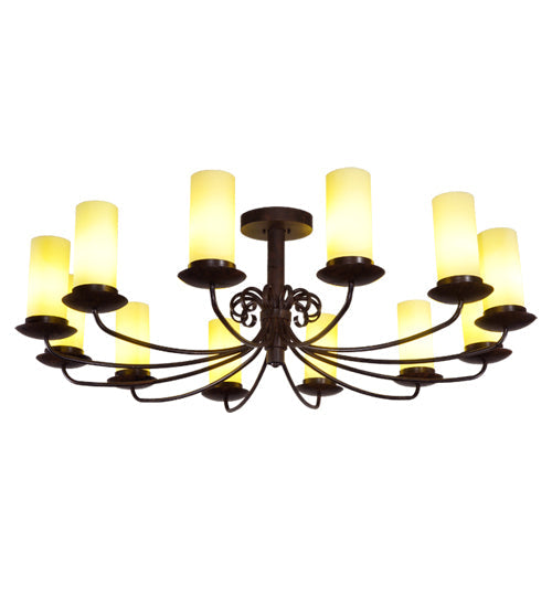 Meyda Lighting Atria 54" 12-Light Coffee Bean Chandelier With Beige Candle Shade