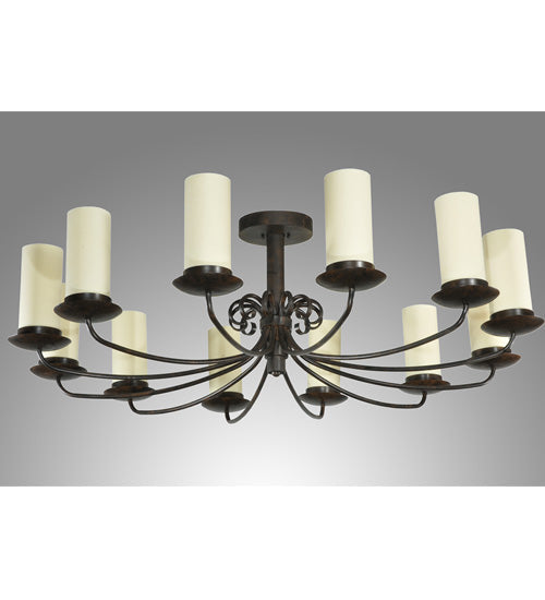 Meyda Lighting Atria 54" 12-Light Coffee Bean Chandelier With Ivory Idalight Cylindres Shade