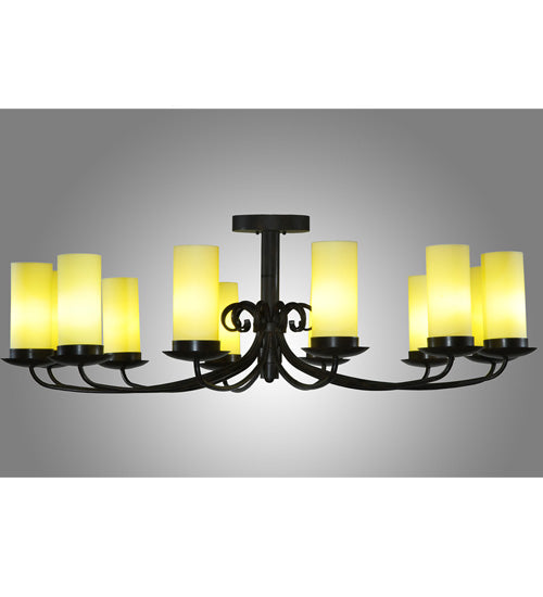 Meyda Lighting Atria 54" 12-Light Coffee Bean Chandelier With Ivory Idalight Cylindres Shade