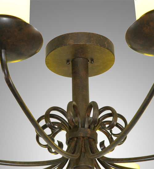 Meyda Lighting Atria 54" 12-Light Coffee Bean Chandelier With Ivory Idalight Cylindres Shade