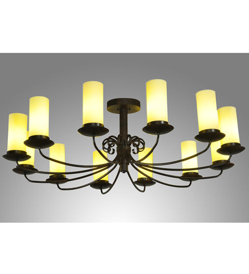 Meyda Lighting Atria 54" 12-Light Coffee Bean Chandelier With Ivory Idalight Cylindres Shade