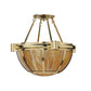 Meyda Lighting Auburn 33" 5-Light Natural Brass Semi-flush Mount Ceiling Light With Beige & Polished Brass Shade