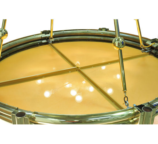 Meyda Lighting Auburn 74" 20-Light Polished Brass Inverted Pendant Light With Tawnyrock Idalight Shade