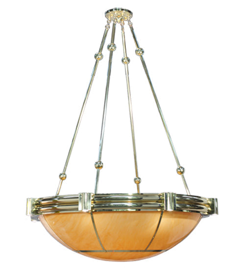 Meyda Lighting Auburn 74" 20-Light Polished Brass Inverted Pendant Light With Tawnyrock Idalight Shade