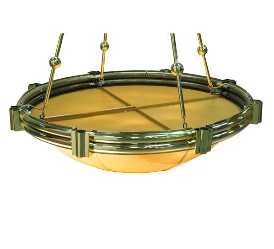 Meyda Lighting Auburn 74" 20-Light Polished Brass Inverted Pendant Light With Tawnyrock Idalight Shade