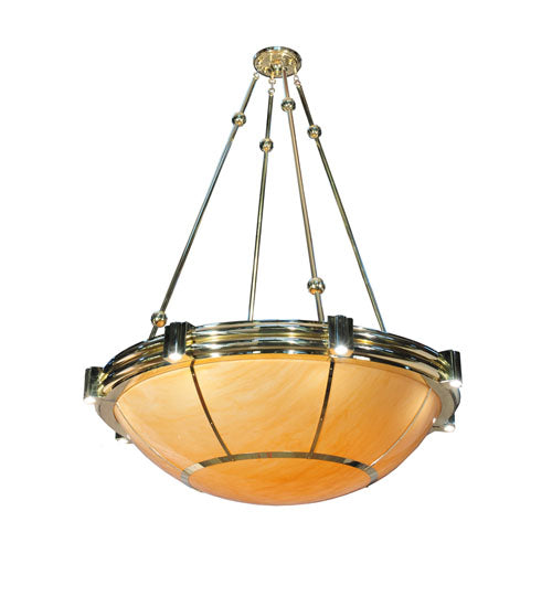 Meyda Lighting Auburn 74" 20-Light Polished Brass Inverted Pendant Light With Tawnyrock Idalight Shade