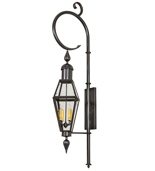 Meyda Lighting August 12" 4-Light Craftsman Brown Lantern Wall Sconce With Clear Shade Glass