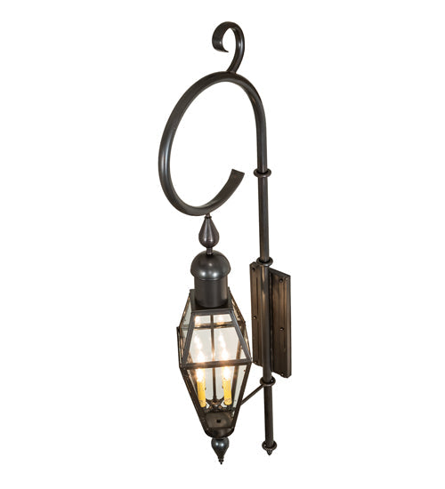 Meyda Lighting August 12" 4-Light Craftsman Brown Lantern Wall Sconce With Clear Shade Glass