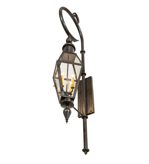 Meyda Lighting August 12" 4-Light Craftsman Brown Lantern Wall Sconce With Clear Shade Glass