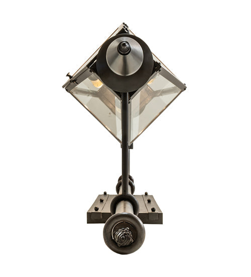 Meyda Lighting August 12" 4-Light Craftsman Brown Lantern Wall Sconce With Clear Shade Glass