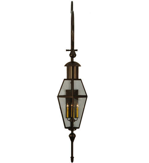 Meyda Lighting August 18" 4-Light Timeless Bronze Lantern Wall Sconce With Clear Shade Glass