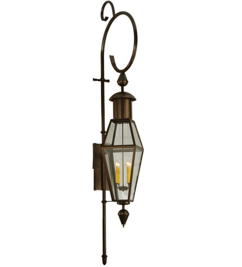 Meyda Lighting August 18" 4-Light Timeless Bronze Lantern Wall Sconce With Clear Shade Glass