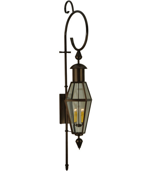 Meyda Lighting August 18" 4-Light Timeless Bronze Lantern Wall Sconce With Clear Shade Glass