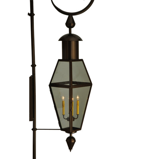 Meyda Lighting August 18" 4-Light Timeless Bronze Lantern Wall Sconce With Clear Shade Glass
