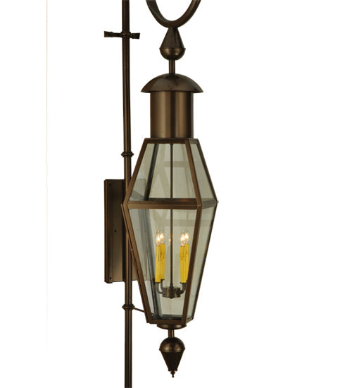 Meyda Lighting August 18" 4-Light Timeless Bronze Lantern Wall Sconce With Clear Shade Glass