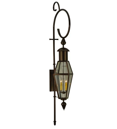 Meyda Lighting August 18" 4-Light Timeless Bronze Lantern Wall Sconce With Clear Shade Glass