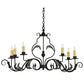 Meyda Lighting Augusta 42" 6-Light Wrought Iron Island Chandelier With Ivory Faux Candlelight