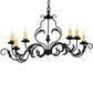 Meyda Lighting Augusta 42" 6-Light Wrought Iron Island Chandelier With Ivory Faux Candlelight