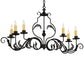 Meyda Lighting Augusta 42" 6-Light Wrought Iron Island Chandelier With Ivory Faux Candlelight
