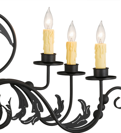 Meyda Lighting Augusta 42" 6-Light Wrought Iron Island Chandelier With Ivory Faux Candlelight