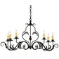Meyda Lighting Augusta 42" 6-Light Wrought Iron Island Chandelier With Ivory Faux Candlelight