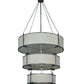 Meyda Lighting Ausband 60" 24-Lights 3-Tier Black Chrome On Nickel Pendant Light With Eggshell Textrene Shade