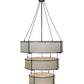 Meyda Lighting Ausband 60" 24-Lights 3-Tier Black Chrome On Nickel Pendant Light With Eggshell Textrene Shade