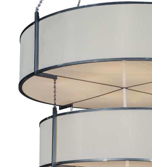 Meyda Lighting Ausband 60" 24-Lights 3-Tier Black Chrome On Nickel Pendant Light With Eggshell Textrene Shade