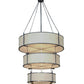 Meyda Lighting Ausband 60" 24-Lights 3-Tier Black Chrome On Nickel Pendant Light With Eggshell Textrene Shade