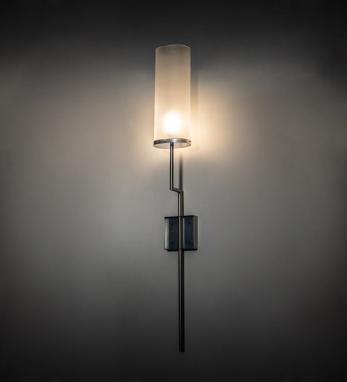 Meyda Lighting Ausband 7" Extreme Chrome Wall Sconce With Frosted Clear Contrail Mist Idalight Shade