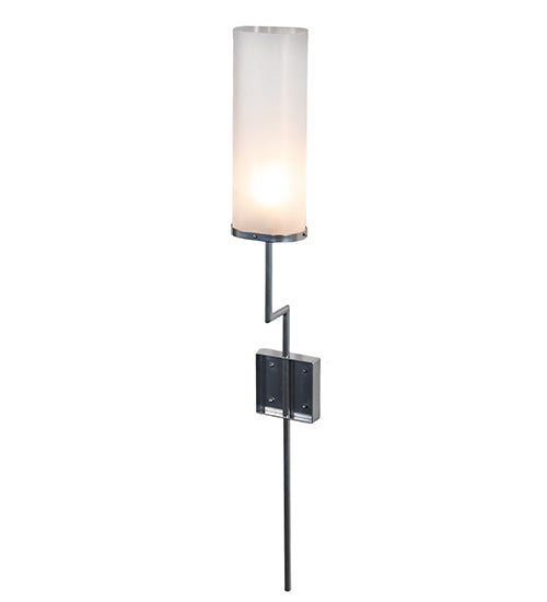 Meyda Lighting Ausband 7" Extreme Chrome Wall Sconce With Frosted Clear Contrail Mist Idalight Shade