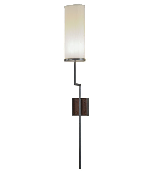 Meyda Lighting Ausband 8" Black Chrome On Nickel Wall Sconce With Eggshell Textrene Shade