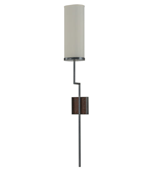 Meyda Lighting Ausband 8" Black Chrome On Nickel Wall Sconce With Eggshell Textrene Shade