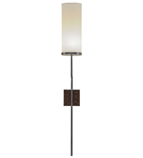Meyda Lighting Ausband 8" Black Chrome On Nickel Wall Sconce With Eggshell Textrene Shade