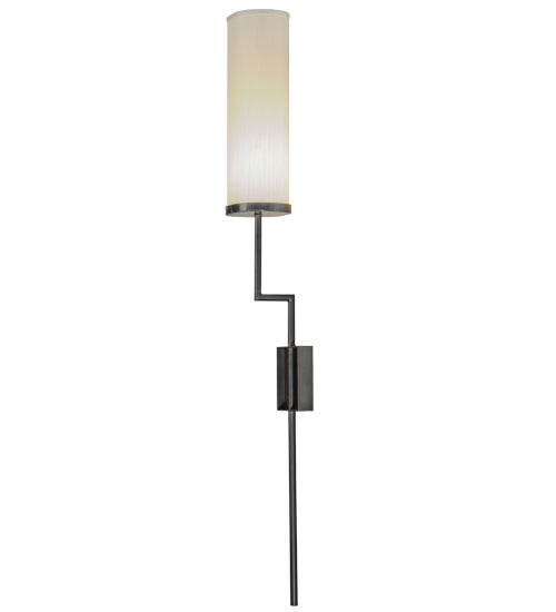 Meyda Lighting Ausband 8" Black Chrome On Nickel Wall Sconce With Eggshell Textrene Shade