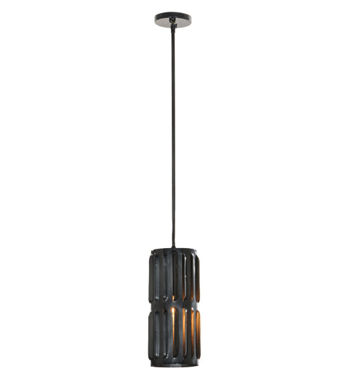 Meyda Lighting Ausband Turbine 7" Black Chrome Over Nickel Mini Pendant Light