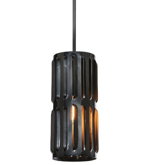 Meyda Lighting Ausband Turbine 7" Black Chrome Over Nickel Mini Pendant Light
