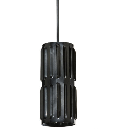 Meyda Lighting Ausband Turbine 7" Black Chrome Over Nickel Mini Pendant Light