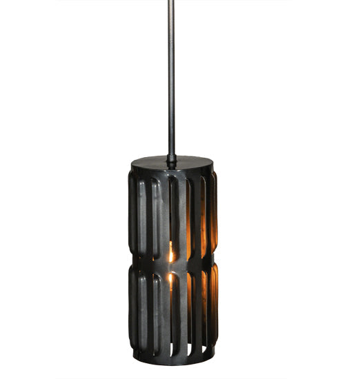 Meyda Lighting Ausband Turbine 7" Black Chrome Over Nickel Mini Pendant Light