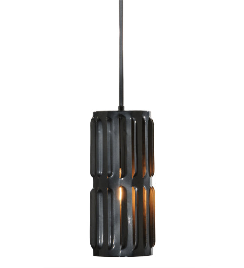 Meyda Lighting Ausband Turbine 7" Black Chrome Over Nickel Mini Pendant Light