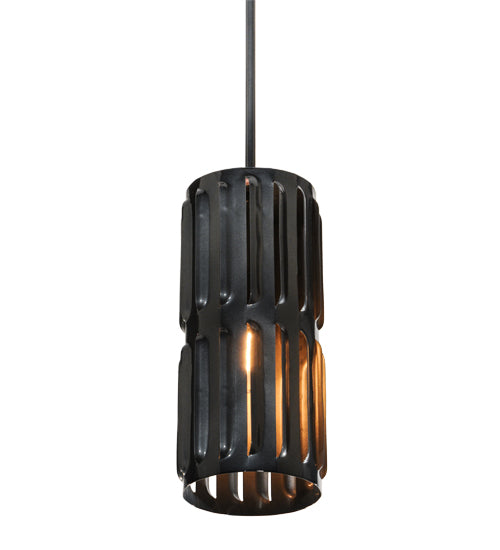 Meyda Lighting Ausband Turbine 7" Black Chrome Over Nickel Mini Pendant Light