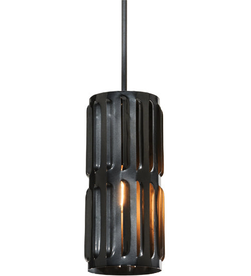 Meyda Lighting Ausband Turbine 7" Black Chrome Over Nickel Mini Pendant Light