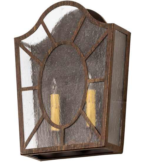 Meyda Lighting Austin 12" 2-Light Cortez Gold Wall Sconce With Clear Seeded Shade Glass