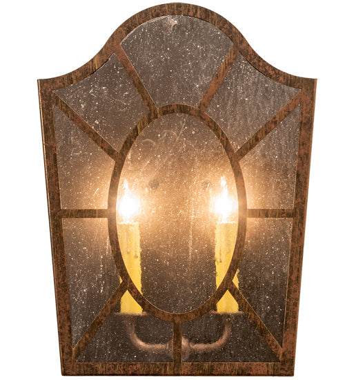 Meyda Lighting Austin 12" 2-Light Cortez Gold Wall Sconce With Clear Seeded Shade Glass