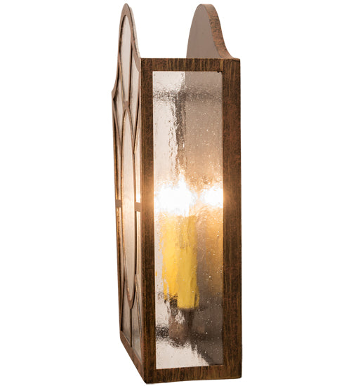 Meyda Lighting Austin 12" 2-Light Cortez Gold Wall Sconce With Clear Seeded Shade Glass