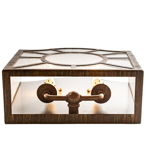 Meyda Lighting Austin 12" 2-Light Cortez Gold Wall Sconce With Clear Seeded Shade Glass