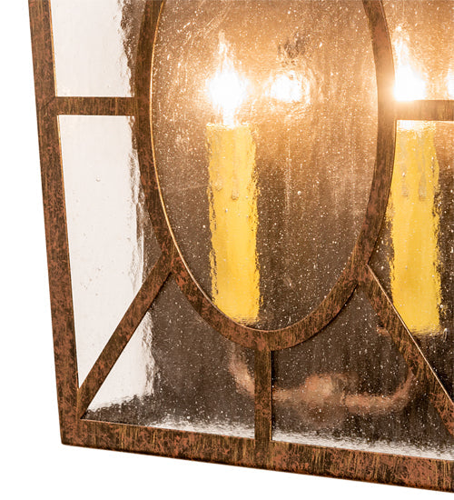 Meyda Lighting Austin 12" 2-Light Cortez Gold Wall Sconce With Clear Seeded Shade Glass