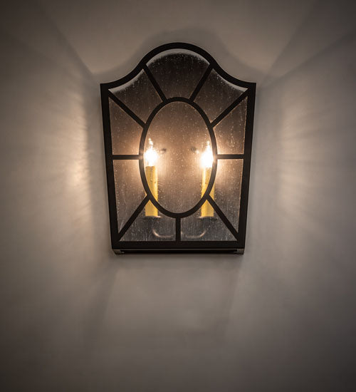 Meyda Lighting Austin 12" 2-Light Oil Rubbed Bronze Wall Sconce With Clear Rainstone Idalight Shade