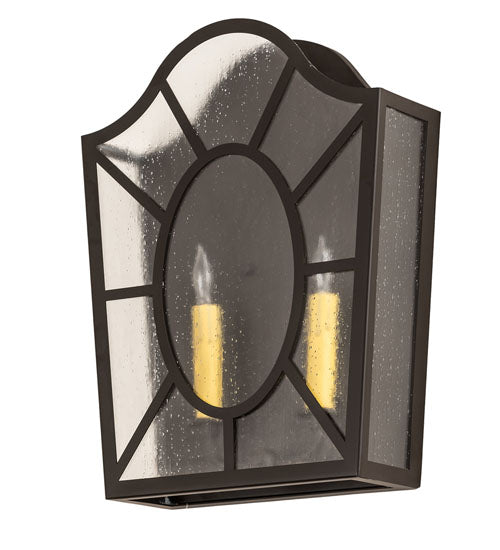 Meyda Lighting Austin 12" 2-Light Oil Rubbed Bronze Wall Sconce With Clear Rainstone Idalight Shade