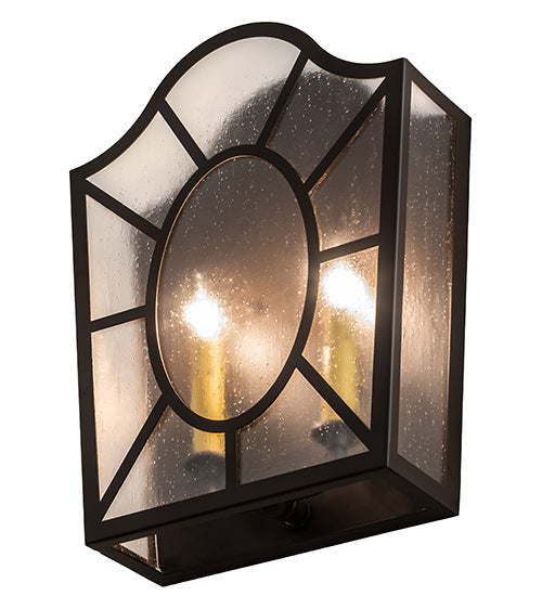 Meyda Lighting Austin 12" 2-Light Oil Rubbed Bronze Wall Sconce With Clear Rainstone Idalight Shade